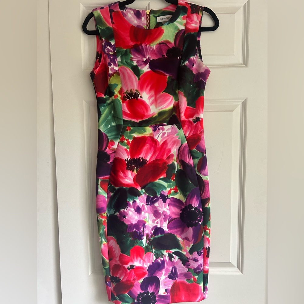 Calvin Klein watercolor flower dress-6